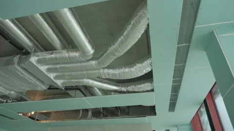 Installation of HVAC systems in an office building Video stock 328002452