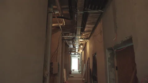 Installation of HVAC systems in an office building Stock Footage 328002456