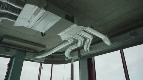 Installation of HVAC systems in an office building Stock Footage 328002472
