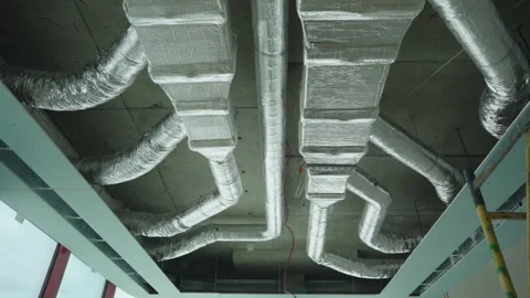 Installation of HVAC systems in an office building Stock Footage 328002473