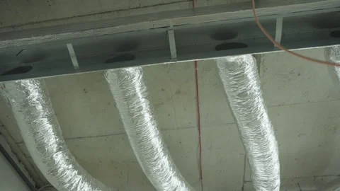 Installation of HVAC systems in an office building Stock Footage 328002478