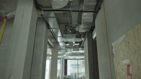 Installation of HVAC systems in an office building Stock Footage 328002580