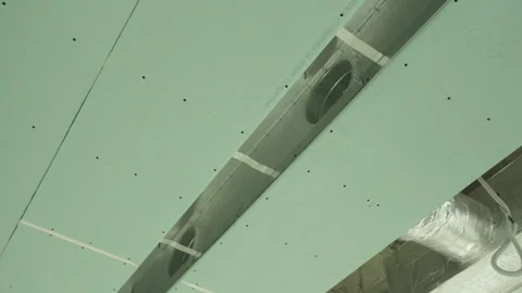 Installation of HVAC systems in an office building Stock Footage 328002592