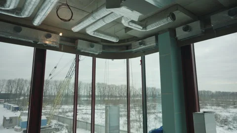 Installation of HVAC systems in an office building Stock Footage 328002596
