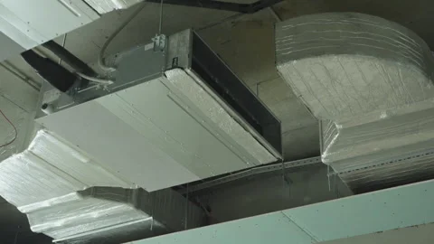 Installation of HVAC systems in an office building Stock Footage 328002599