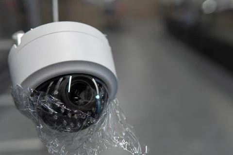 Installation of indoor video surveillance systems. close-up Stock Photos