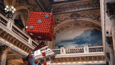 Installation in the interior of the casino. Expensive design. Stock Footage 113353414