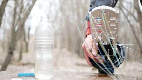 Installation of an Internet cable Stock Footage 80812127