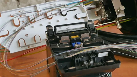 Installation of an Internet cable Stock Footage 88684335