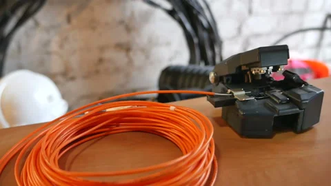 Installation of an Internet cable Stock Footage 88684557