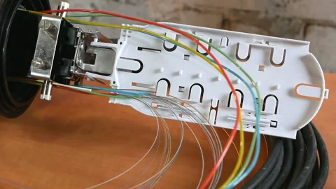 Installation of an Internet cable Stock Footage 88684597