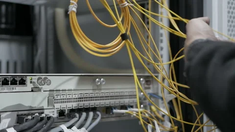 Installation of an Internet cable Stock Footage 97752410