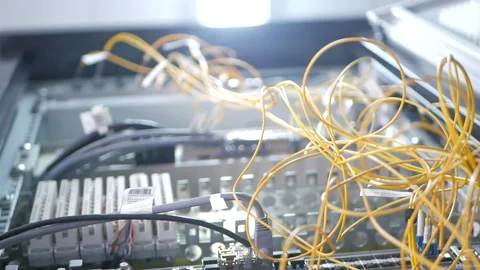 Installation of an Internet cable Stock Footage 97906794