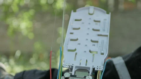 Installation of an Internet cable Stock Footage 112240984
