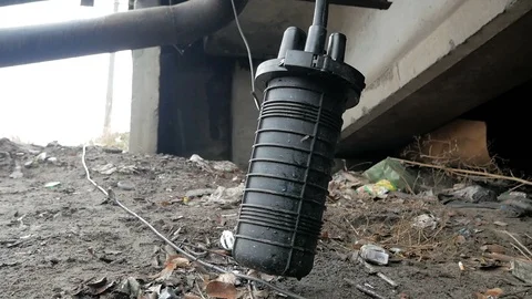 Installation of an Internet cable Stock Footage 126953457