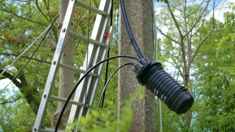Installation of an Internet cable Stock Footage 156375398
