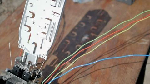 Installation of an Internet cable Stock Photos