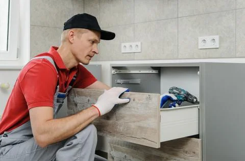 Installation of kitchen. Stock Photos