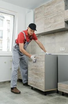 Installation of kitchen. Stock Photos