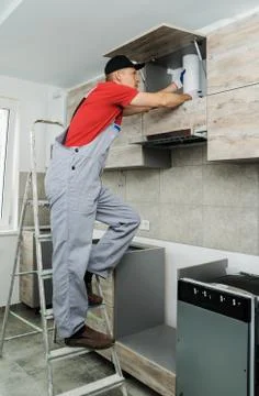 Installation of kitchen. Stock Photos