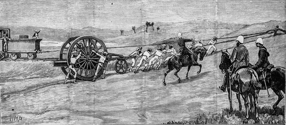 Installation of a large piece of artillery, the illustrious universe 1882, ne Stock Illustration
