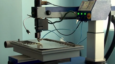Installation for laser cutting of metallic materials and titanium alloys. Stock Footage 108866629