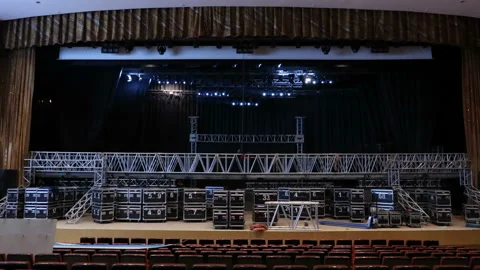 Installation of LED screens on the stage Stock Footage 104024144