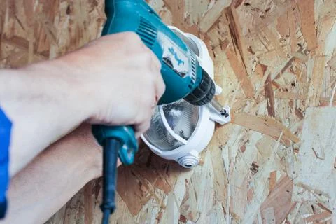 Installation of the lighting fixture. Stockfoto's