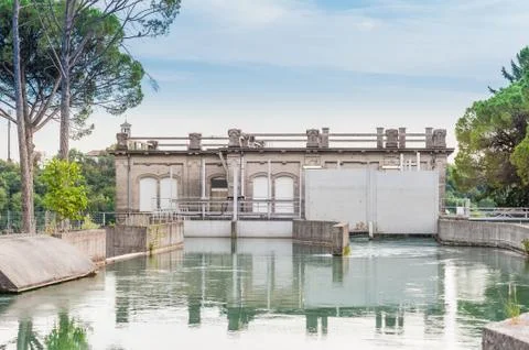 Installation of locks on the river Stock Photos
