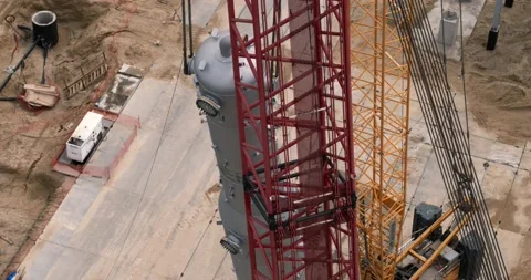 Installation of the Metal Tower Stock Footage 138254997