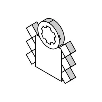 Installation mirror in bathroom tile isometric icon vector illustration Stock Illustration