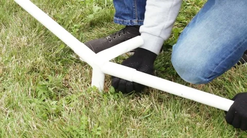 Installation of modular tent from elements Stock Footage 70985229