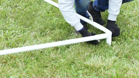 Installation of modular tent from elements Stock Footage 71024458