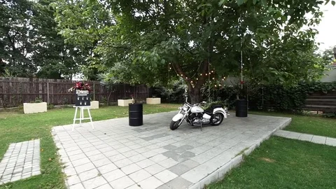 Installation with the motorcycle for the wedding ceremony. Stock Footage 81812370