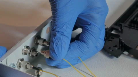 Installation of network media converters Stock Footage 91048115