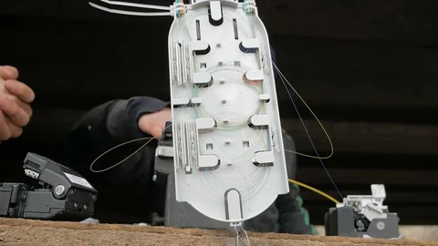 Installation of network media converters Stock Footage 126955543