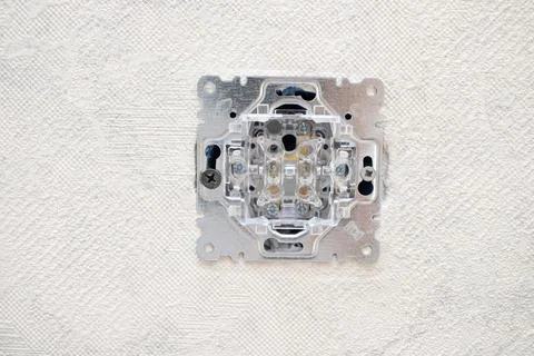 Installation of a new electrical switch Stock Photos