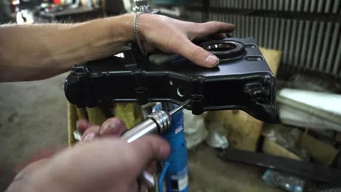 Installation of new engine cover and paw seals 스톡 동영상 325767882