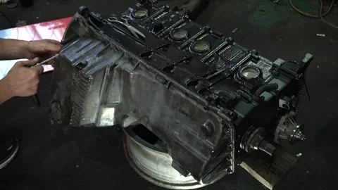 Installation of new engine cover and paw seals Stock Footage 325768053