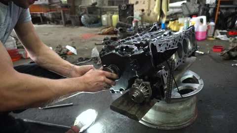 Installation of new engine cover and paw seals Video stock 325768066