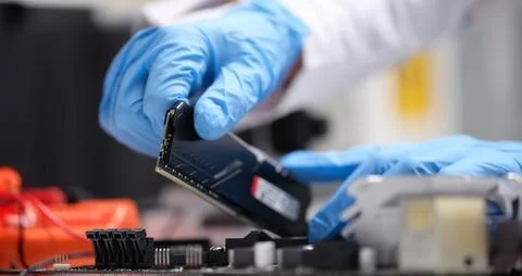 Installation of new RAM or processor of personal computer in service. 写真素材