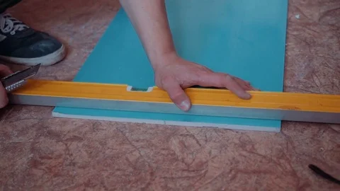 Installation of plastic windowsill in the house Stock Footage 81502153