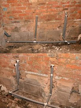 Installation of plumbing Stock Photos