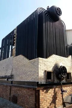 Installation Process of a Large Steam Boiler in an Industrial Setting Durin.. Stock Photos