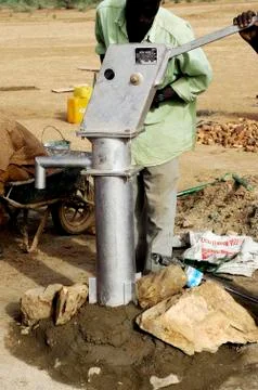 Installation of a pump Stock Photos