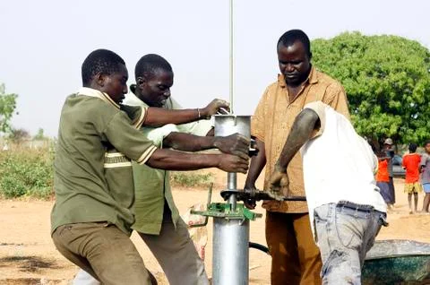 Installation of a pump Stock Photos