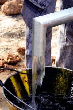 Installation of a pump Stock Photos