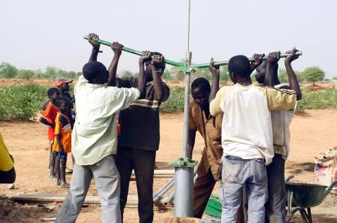 Installation of a pump Stock Photos