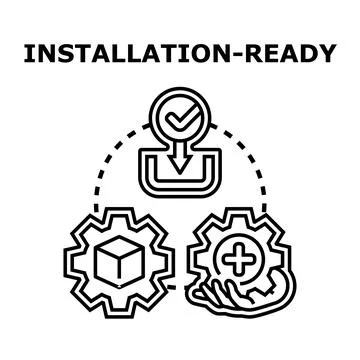 Installation ready concept with package and setup icons Stock Illustration