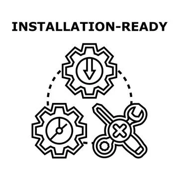 Installation ready concept with system and software settings Stockillustratie